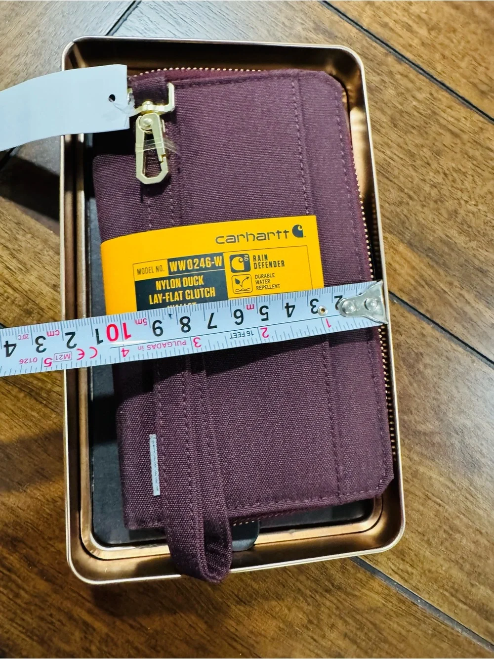 Carhartt Nylon Duck Lay-Flat Clutch Wallet RFID Burgundy NWT Tin Gift Box